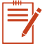 Graphic of a red pencil writing on a clipboard