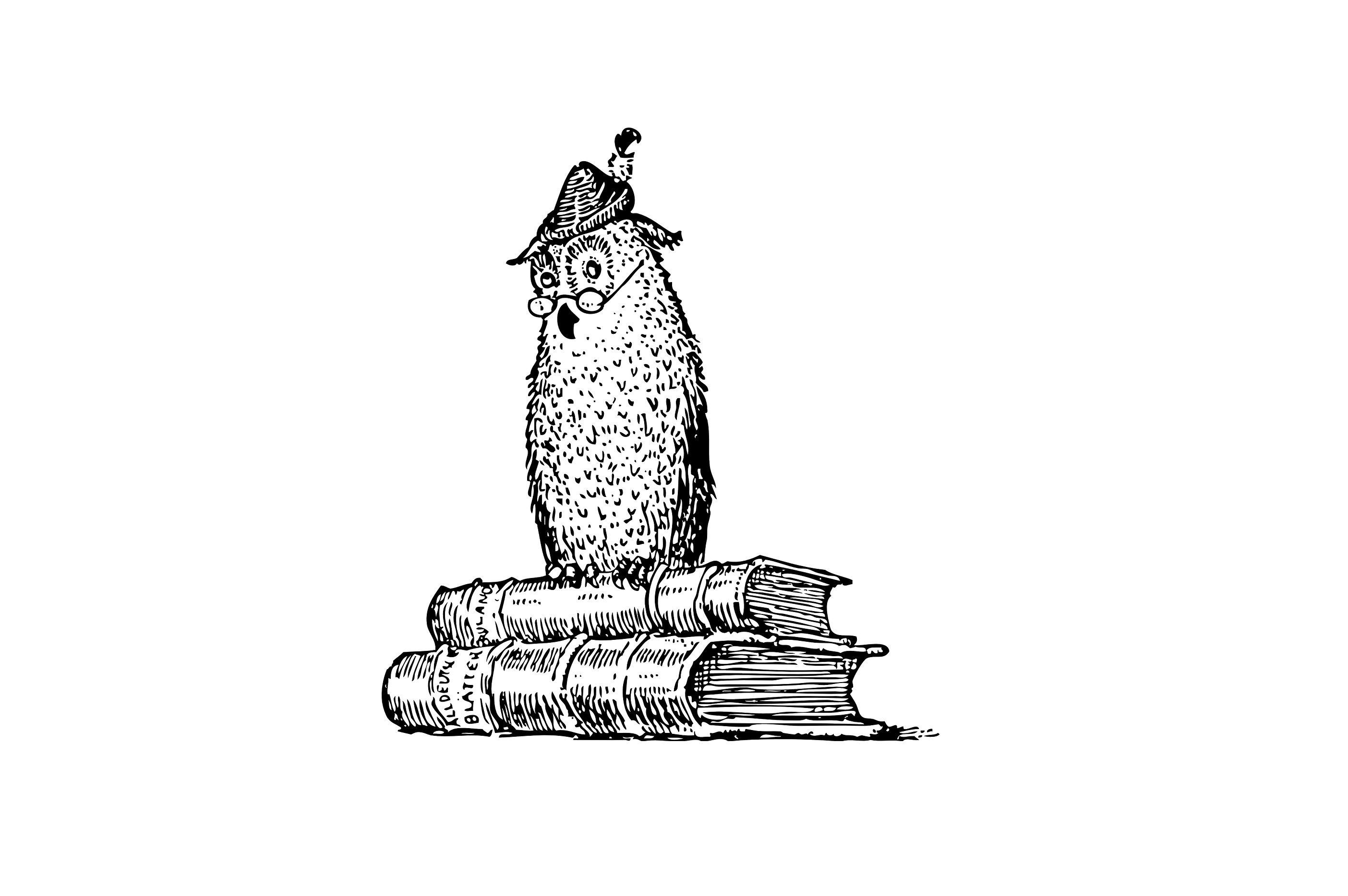 Graphic of owl on books