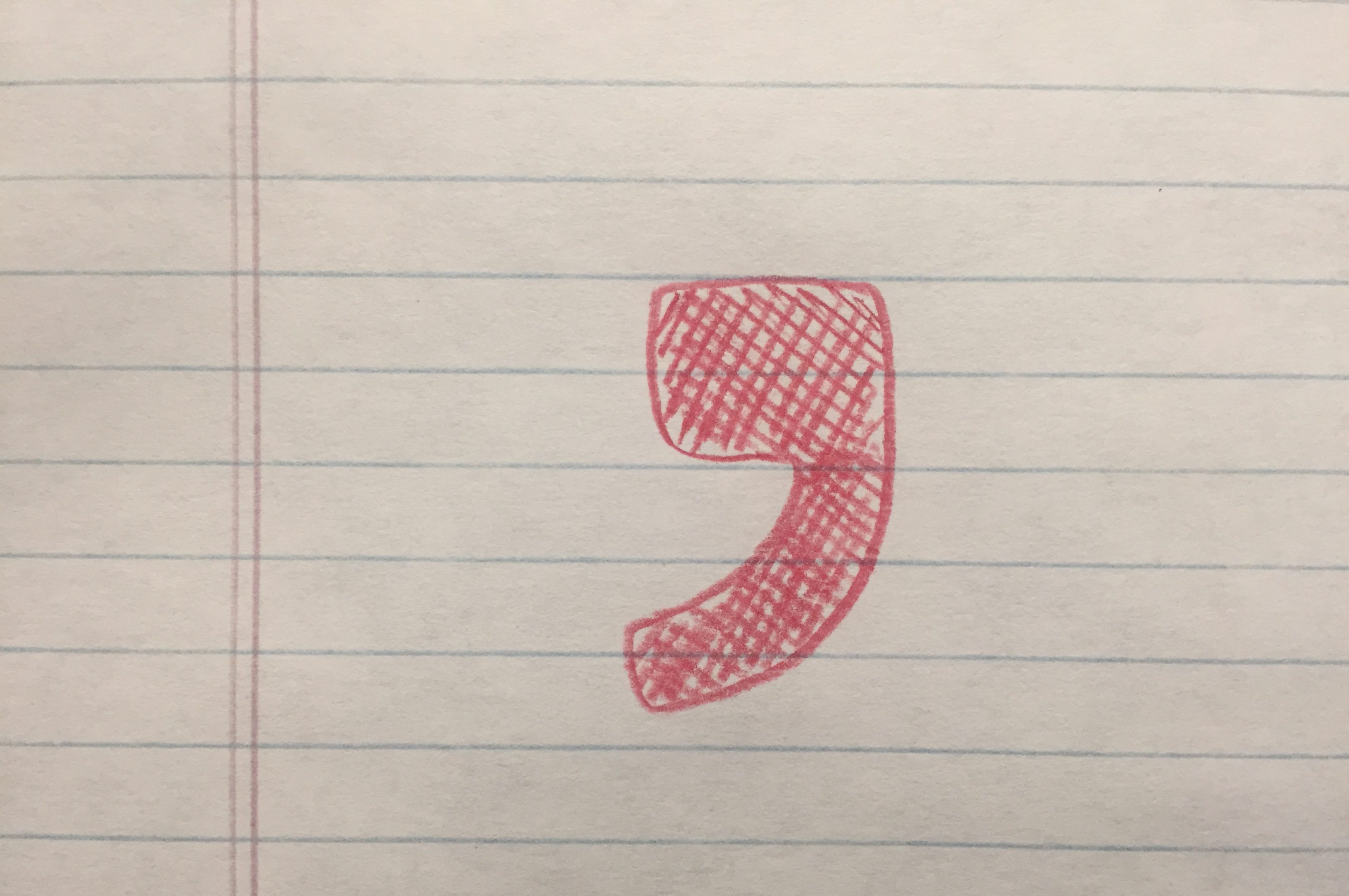 hand-drawn comma